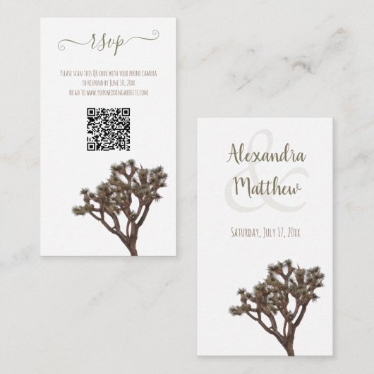 Carte D'accompagnement Moderne simple couleur élégante Joshua Tree QR Cod (Devant / Derrière)