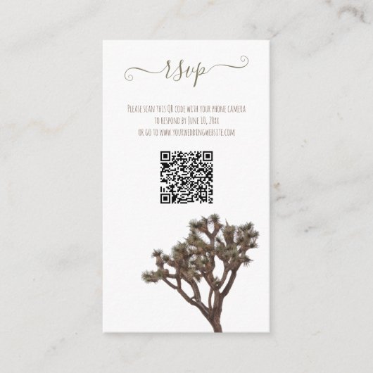 Carte D'accompagnement Moderne simple couleur élégante Joshua Tree QR Cod (Devant)