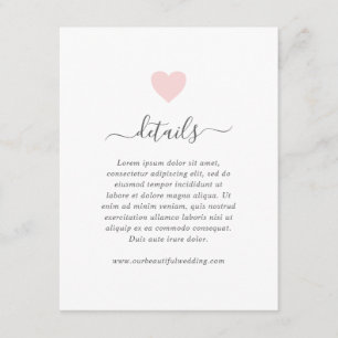 Carte D'accompagnement Moderne Simple Cute Rose Coeur Détails Mariage