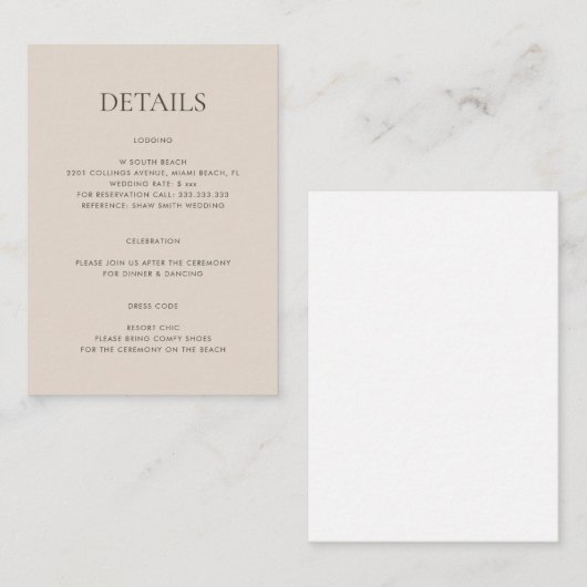 Carte D'accompagnement Moderne simple Monogramme Sand Mix & Match Mariage (Devant / Derrière)