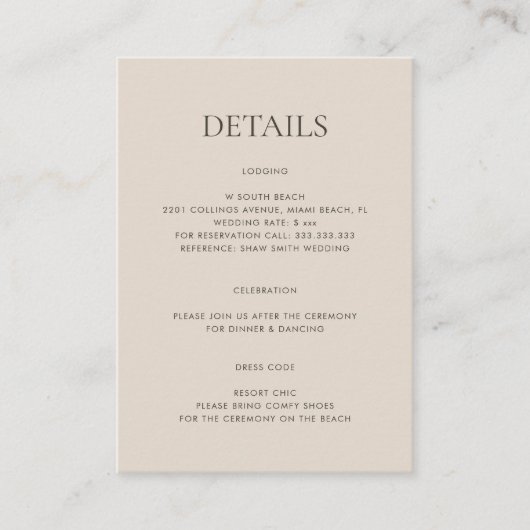 Carte D'accompagnement Moderne simple Monogramme Sand Mix & Match Mariage (Devant)