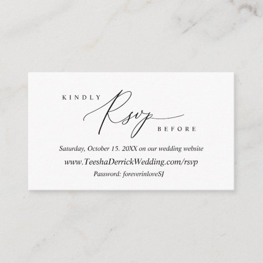 Carte D'accompagnement Moderne Simple Noir Calligraphie, en ligne RSVP (Devant)