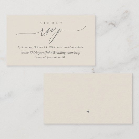 Carte D'accompagnement Moderne Simple Noir Calligraphie, en ligne RSVP (Devant / Derrière)