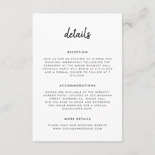 Carte D'accompagnement Moderne Simple Script Mariage noir et blanc (Devant)