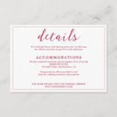 Carte D'accompagnement Moderne Simple Viva Magenta Mariage blanc Détails (Devant)