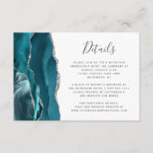 Carte D'accompagnement Moderne Turquoise Argent Agate Détails du Mariage (Devant)