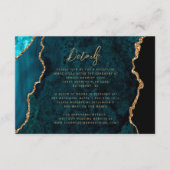 Carte D'accompagnement Moderne Turquoise Blue Gold Agate Script Détails d (Devant)