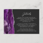 Carte D'accompagnement Moderne violet argenté Ardoise Détails du Mariage (Devant)