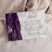 Carte D'accompagnement Moderne violet or Agate marbre Détails Mariage