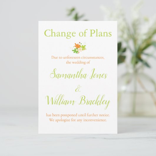 Carte D'accompagnement Modification des plans (Debout devant)