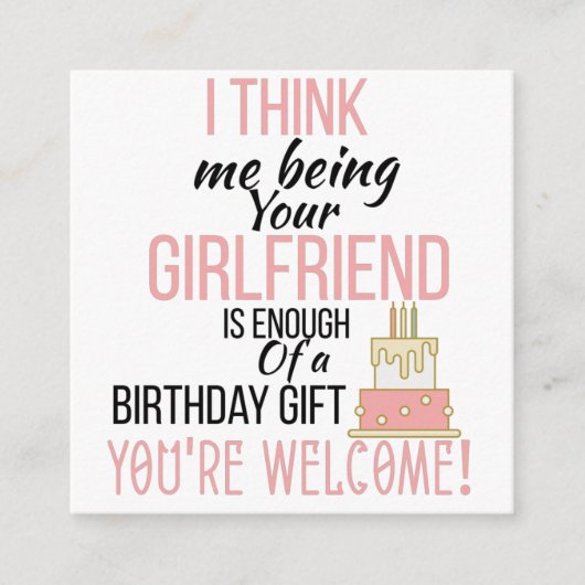 Carte D'accompagnement moi, petite amie (Devant)