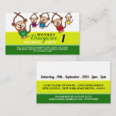Carte D'accompagnement Monkey Dungaree, Billet d'anniversaire pour enfant (Devant / Derrière)