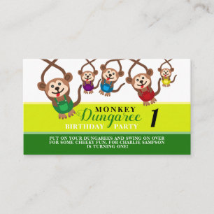 Carte D'accompagnement Monkey Dungaree, Billet d'anniversaire pour enfant