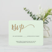 Carte D'accompagnement Monnaie vert faux or Siège réservé RSVP sans envoi (Debout devant)