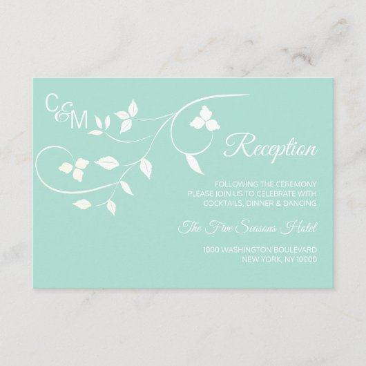 Carte D'accompagnement Monnaie verte et gris RÉCEPTION Mariage Insérer ca (Devant)