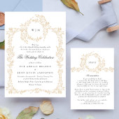 Carte D'accompagnement Monogram Blush Crest traditionnel Mariage élégant