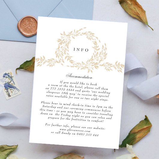 Carte D'accompagnement Monogram Blush Crest traditionnel Mariage élégant