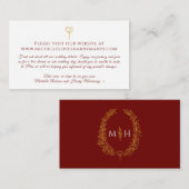 Carte D'accompagnement Monogram burgundy or blanc info site web (Devant / Derrière)