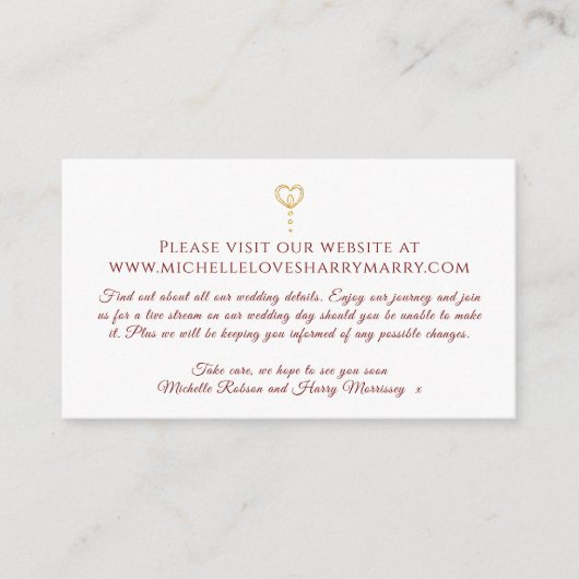 Carte D'accompagnement Monogram burgundy or blanc info site web (Devant)