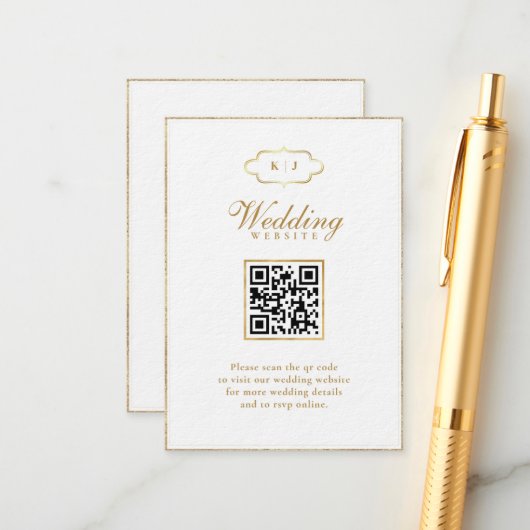 CARTE D'ACCOMPAGNEMENT MONOGRAM CALLIGRAPHIE ROMANTIQUE QR CODE MARIAGE (Devant/Arrière en situation)