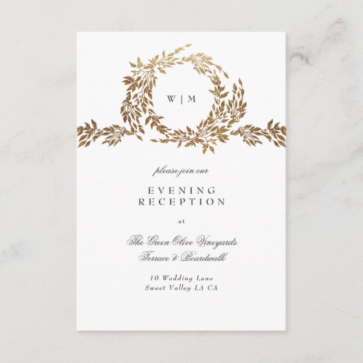 Carte D'accompagnement Monogram Crest classique Mariage élégant (Devant)