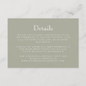 Carte D'accompagnement Monogram Crest Sage Green Détails du Mariage (Devant)