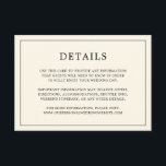 Carte D'accompagnement Monogramme à crème simple Mariage élégant<br><div class="desc">Carte d'enceinte mariage simple au design moderne et élégant avec vos détails entourés d'une fine bordure. Tout le texte est en noir sur un arrière - plan de crème d'ivoire. Les polices et les couleurs arrière - plans peuvent être changées en n'importe quelle couleur en cliquant sur le bouton "personnaliser"....</div>