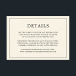 Carte D'accompagnement Monogramme à crème simple Mariage élégant<br><div class="desc">Carte d'enceinte mariage simple au design moderne et élégant avec vos détails entourés d'une fine bordure. Tout le texte est en noir sur un arrière - plan de crème d'ivoire. Les polices et les couleurs arrière - plans peuvent être changées en n'importe quelle couleur en cliquant sur le bouton "personnaliser"....</div>