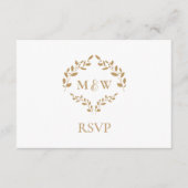 Carte D'accompagnement Monogramme blanc or RSVP mariage site web QR code (Devant)