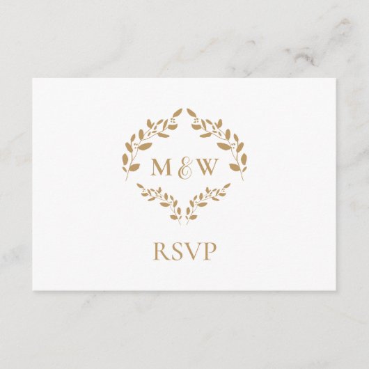 Carte D'accompagnement Monogramme blanc or RSVP mariage site web QR code (Devant)