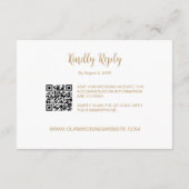 Carte D'accompagnement Monogramme blanc or RSVP mariage site web QR code (Dos)