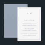 Carte D'accompagnement Monogramme bleu foncé simple Mariage élégant<br><div class="desc">Carte Mariage simple avec un design moderne et élégant avec votre monogramme à deux lettres en haut et vos informations de réception entourées d'une fine bordure. Tous les éléments de conception sont en bleu poussiéreux et peuvent être modifiés dans l'outil d'édition de conception. Un design chic et design qui conviendra...</div>