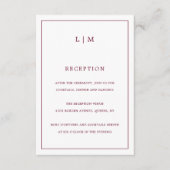 Carte D'accompagnement Monogramme bordeaux simple Mariage élégant (Devant)