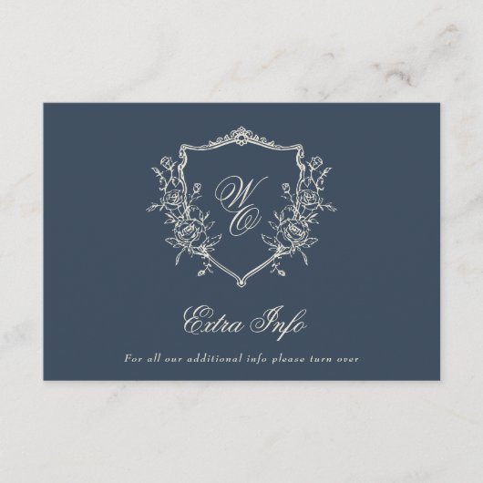 Carte D'accompagnement Monogramme classique Détails de la couronne Mariag (Devant)