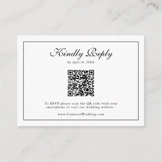 Carte D'accompagnement Monogramme couronne botanique QR Code Mariage RSVP (Devant)