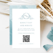 Carte D'accompagnement Monogramme d'aquarelle en verre marin Code QR /RSV