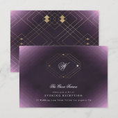 Carte D'accompagnement Monogramme de calligraphie violette classique Gold (Devant / Derrière)