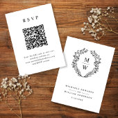 Carte D'accompagnement Monogramme de couronne botanique Mariage RSVP QR C