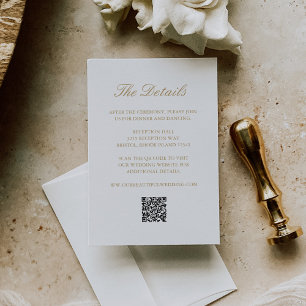 Carte D'accompagnement Monogramme de couronne d'or Code QR Mariage élégan