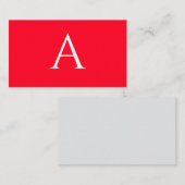 Carte D'accompagnement Monogramme de lettre initiale rouge blanc simple (Devant / Derrière)