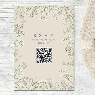 Carte D'accompagnement Monogramme de mariage du bébé RSVP QR