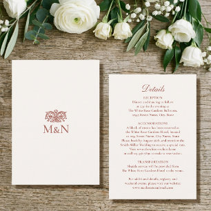 Carte D'accompagnement Monogramme de mariage Elegant Details Terracotta