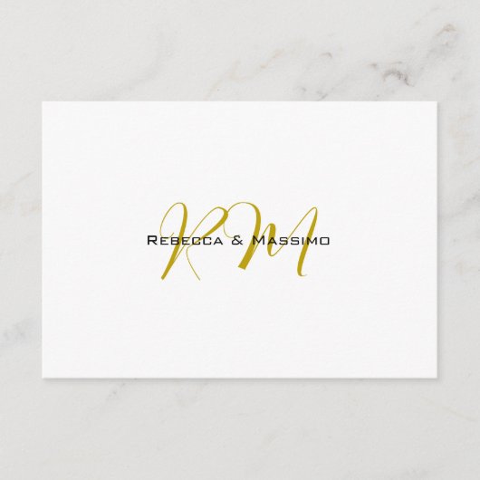 Carte D'accompagnement Monogramme de nom moderne de couleur or unique exc (Devant)