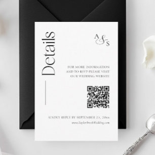 Carte D'accompagnement Monogramme Détails du Mariage Site Web Qr Code