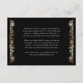 Carte D'accompagnement monogramme détails noir & or mariage botanique (Dos)