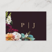 Carte D'accompagnement Monogramme d'or floral de Bourgogne Détails du Mar (Dos)