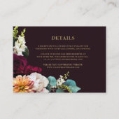 Carte D'accompagnement Monogramme d'or floral de Bourgogne Détails du Mar (Devant)