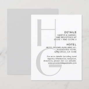 Carte D'accompagnement Monogramme élégant. Détails de mariage modernes si