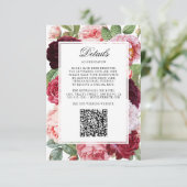 Carte D'accompagnement Monogramme Elegant Rose Détails du Mariage QR Code (Debout devant)