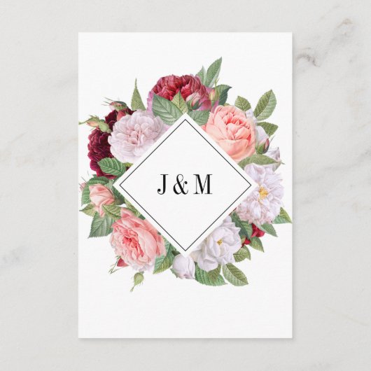 Carte D'accompagnement Monogramme Elegant Rose Détails du Mariage QR Code (Dos)